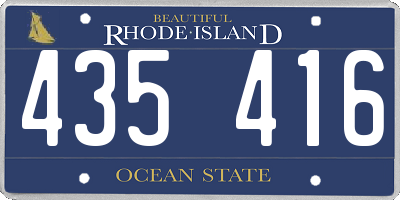 RI license plate 435416