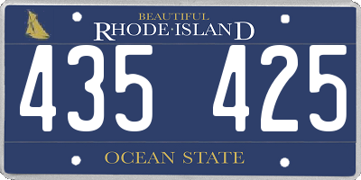 RI license plate 435425