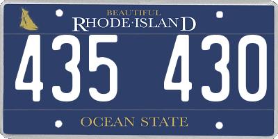 RI license plate 435430