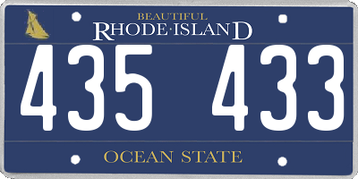 RI license plate 435433