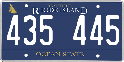 RI license plate 435445