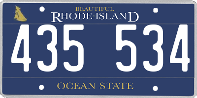 RI license plate 435534