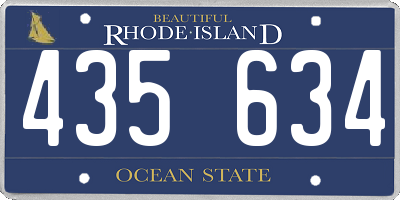 RI license plate 435634