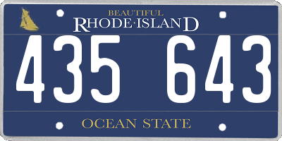 RI license plate 435643