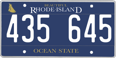 RI license plate 435645