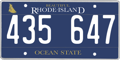 RI license plate 435647