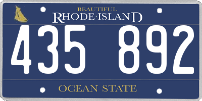 RI license plate 435892