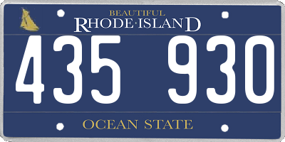 RI license plate 435930