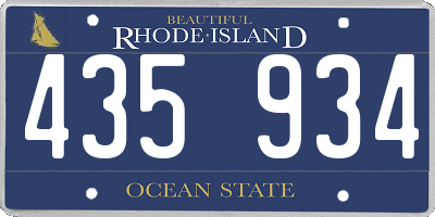 RI license plate 435934
