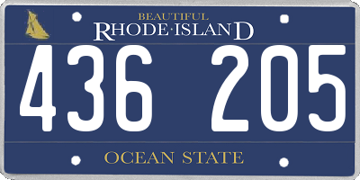 RI license plate 436205