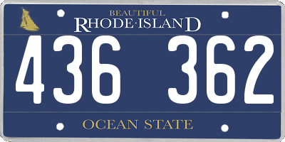 RI license plate 436362