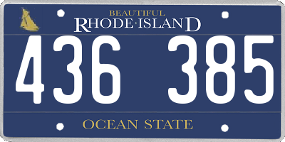 RI license plate 436385