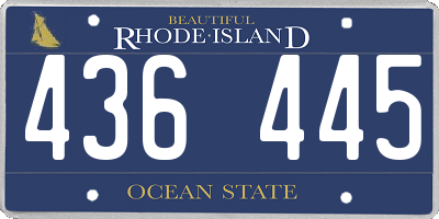 RI license plate 436445