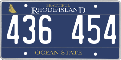 RI license plate 436454