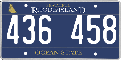 RI license plate 436458