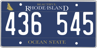 RI license plate 436545