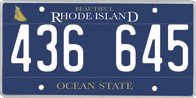 RI license plate 436645