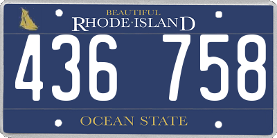 RI license plate 436758