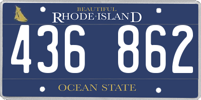 RI license plate 436862