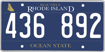 RI license plate 436892