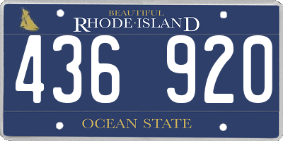 RI license plate 436920