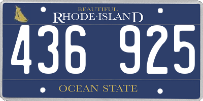 RI license plate 436925