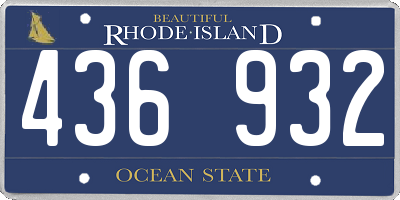 RI license plate 436932
