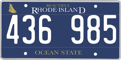 RI license plate 436985