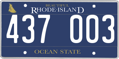 RI license plate 437003