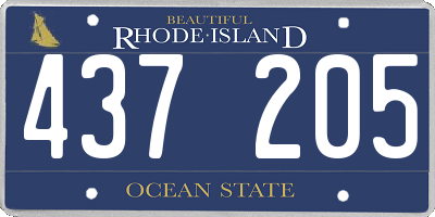 RI license plate 437205