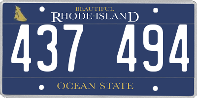 RI license plate 437494