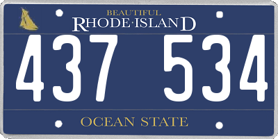RI license plate 437534