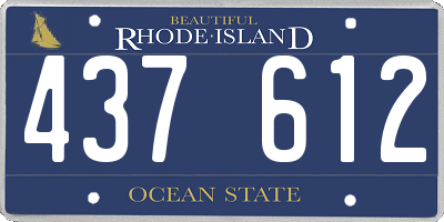 RI license plate 437612