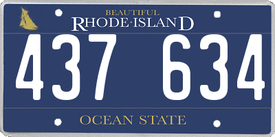 RI license plate 437634