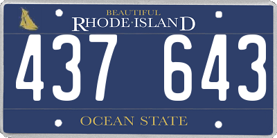 RI license plate 437643