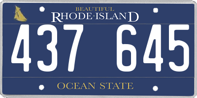 RI license plate 437645