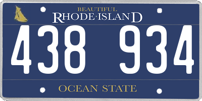 RI license plate 438934