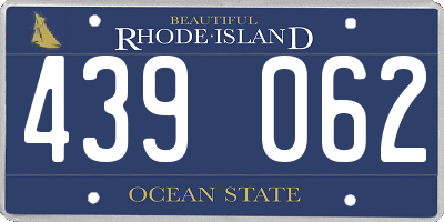 RI license plate 439062