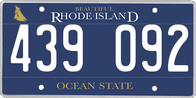 RI license plate 439092
