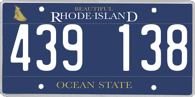 RI license plate 439138
