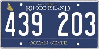 RI license plate 439203