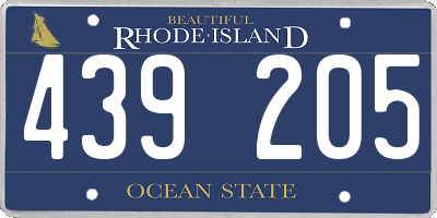 RI license plate 439205