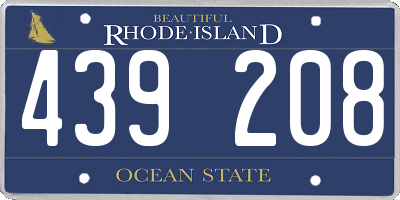 RI license plate 439208