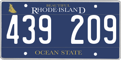 RI license plate 439209