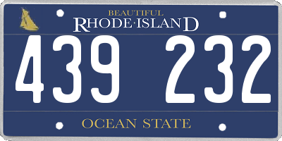 RI license plate 439232
