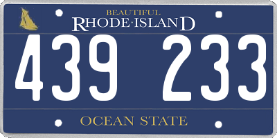 RI license plate 439233