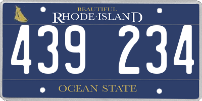 RI license plate 439234