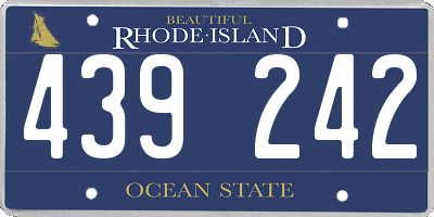 RI license plate 439242