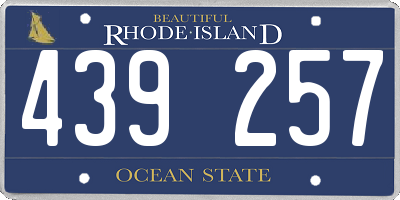 RI license plate 439257