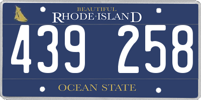 RI license plate 439258